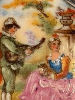 Limoges medalion hanger zilver rand, Ophalen of Verzenden