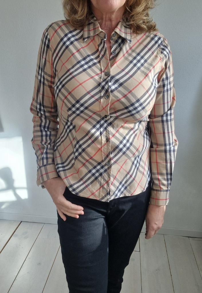 Burberry blouse. Maat L. Beige/ruit., Kleding | Dames, Blouses en Tunieken, Zo goed als nieuw, Maat 38/40 (M), Beige, Ophalen of Verzenden