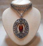 Zilveren jasseron ketting met grote antieke hanger nr.913, Verzenden, Zilver, Ketting