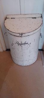 Groot gruttersblik uit groentewinkel opschrift appelen, Antiek en Kunst, Ophalen