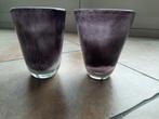 Des Pots twee zware mond geblazen glazen vazen/potten, Overige kleuren, Ophalen of Verzenden, Minder dan 50 cm, Glas