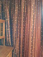 Gordijnen bruin gouden blaadjes zijdeachtig gevoerd, Verzenden, Bruin, 200 cm of meer, 200 cm of meer