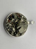 A380 Prachtige zilveren hanger ruwe pyriet, Ophalen of Verzenden, Zilver, Met edelsteen