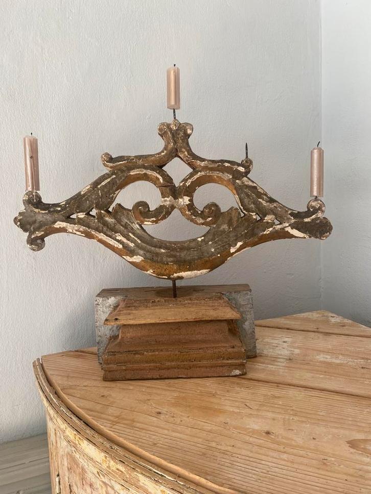 Antieke kandelaar, ornament, Antiek en Kunst, Antiek | Woonaccessoires, Ophalen of Verzenden