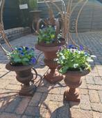 Set van 3 Franse Gietijzeren Louvre/Tuin Vazen met Kroon, Ophalen of Verzenden