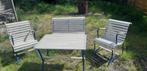 Smeedijzeren tuinset met hardhout, Tuin en Terras, Ophalen, Zo goed als nieuw