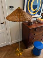 NIEUW: rotan vloerlamp messing, Nieuw, 150 tot 200 cm, Ophalen of Verzenden, Design gubi japans japandi