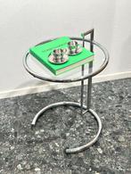 Eileen Grey Bauhaus Chrome Glas Bijzettafel, 45 tot 60 cm, Minder dan 55 cm, Rond, Ophalen of Verzenden