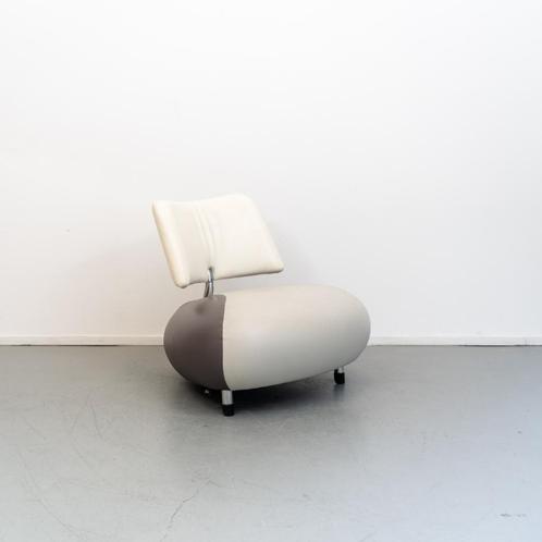 1x Leolux Pallone Elephant grijs/wit + voetenbank, Huis en Inrichting, Fauteuils, Zo goed als nieuw, Leer, Ophalen of Verzenden