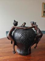 Art Nouveau bronzen vaas, A. Moreau, Tuin en Terras, Bloempotten, Ophalen, Gebruikt, Binnen, Metaal