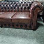 XL Chesterfield 4 zit bank bruin leer + BEZORGING GRATIS, Huis en Inrichting, ., Chesterfield, Ophalen of Verzenden, Zo goed als nieuw