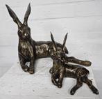 LIGGENDE HAZEN / BRONZEN TUINBEELDEN / HAAS, Tuin en Terras, Nieuw, Info@huisentuindecoratiemarie.nl, Dierenbeeld, Huis en tuin decoratie Marie