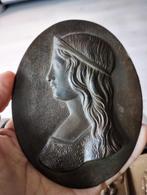 Bronzen Plaquette Beatrice - Gesigneerd RP - 19e Eeuw, Ophalen of Verzenden