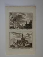 gravure dubbel stadhuis en kerk Bergen op zoom, Spilman 1739, Antiek en Kunst, Verzenden