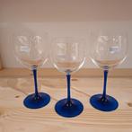 Zwiesel glazen op blauwe voet, Antiek en Kunst, Antiek | Glas en Kristal, Ophalen of Verzenden