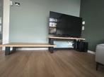 Boomstam tv meubel met stalen u poten, Huis en Inrichting, Kasten | Televisiemeubels, 150 tot 200 cm, Eikenhout, Ophalen of Verzenden