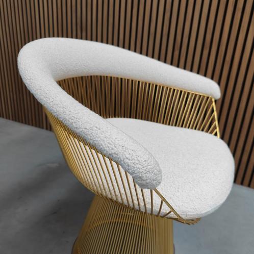 Knoll Warren Platner armchair - 18k gold/Classic boucle-Pear, Antiek en Kunst, Antiek | Meubels | Stoelen en Banken, Ophalen of Verzenden