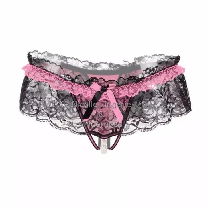 String Met Parels 2 kleuren (002), Kleding | Dames, Ondergoed en Lingerie, String, Overige kleuren, Ophalen of Verzenden