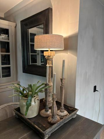 Sobere balusterlamp met linnen kap Aura Peeperkorn nieuw! beschikbaar voor biedingen
