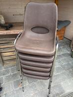 6 Bruine Stoelen, Huis en Inrichting, Stoelen, Ophalen, Kunststof, Gebruikt, Bruin