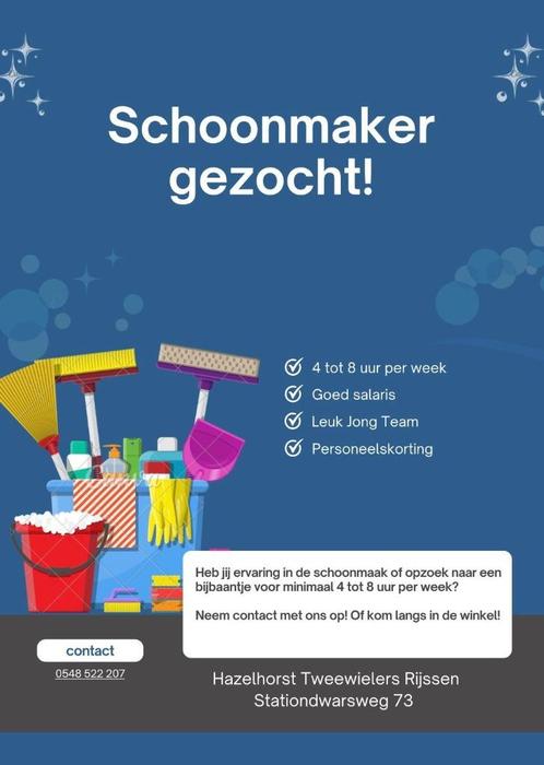 Schoonmaker Gezocht (4–8 uur per week), Vacatures, Vacatures | Schoonmaak en Facilitaire diensten, Overige niveaus, Starter, Overige vormen