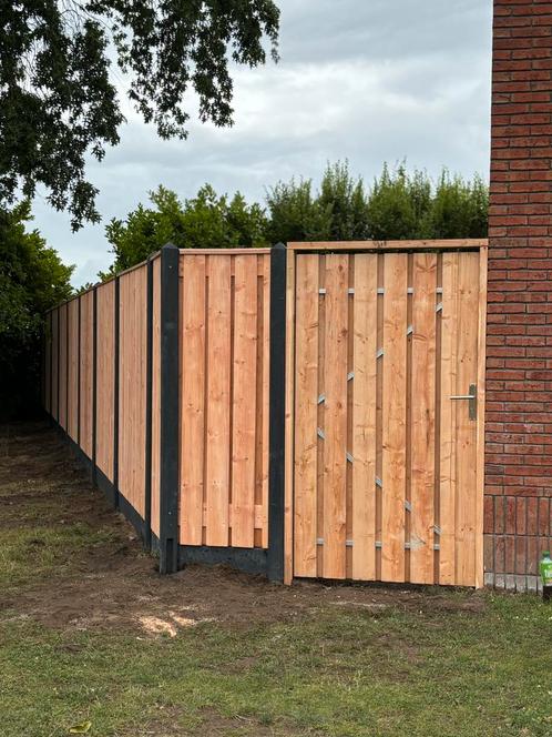 Douglas hout/beton schutting €125 p/m incl. Montage, Tuin en Terras, Schuttingen, Hout, 1 tot 2 meter, 6 meter of meer, Ophalen