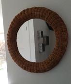 Ronde spiegel met rieten frame, Huis en Inrichting, Woonaccessoires | Spiegels, Ophalen, Zo goed als nieuw, Rond, 50 tot 75 cm