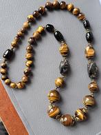 100 stoere 75 cm lange ketting Tijgeroog, Obsidiaan & Chrysa, Bruin, Nieuw, Ophalen of Verzenden, Steen of Mineraal