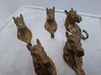 5 stuks handgemaakt antieke messing paardenkop kapstokhaken, Ophalen of Verzenden