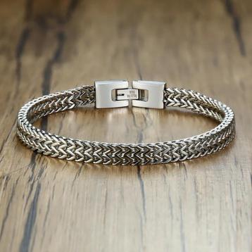Stalen Dubbele Schakel Heren Armband  beschikbaar voor biedingen