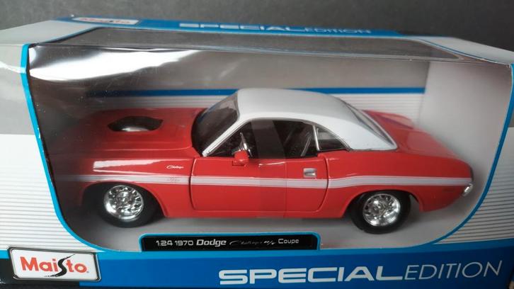 Dodge Challenger RT 1970 1:24 Maisto Pol, Hobby en Vrije tijd, Modelauto's | 1:24, Nieuw, Auto, Maisto, Ophalen of Verzenden