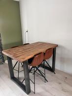 Eikenhouten tafel met 4 barkrukken, Ophalen of Verzenden, Gebruikt