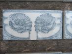 15 stuks antieke randtegels blauwgrijze papaver, 225 cm lang, Ophalen