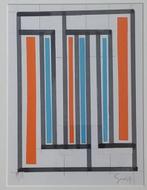 Siep van den Berg(1913) Collage en potlood "Comp Vert L" Ges, Ophalen of Verzenden