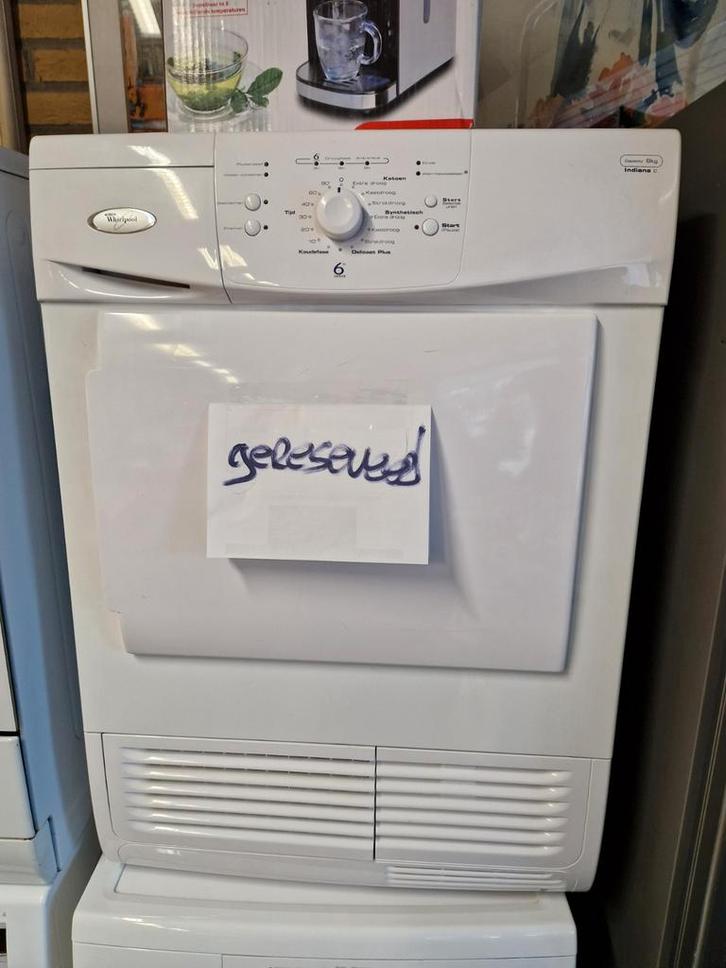 Whirlpool Indiana condensdroger | 6th Sense technologie, Witgoed en Apparatuur, Wasdrogers, Gebruikt, Condens, Voorlader, 6 tot 8 kg