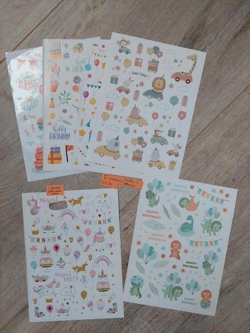 6 vellen stickers en 27 losse Happy Birthday stickers, Hobby en Vrije tijd, Scrapbooking, Nieuw, Versiering of Embellishment, Overige merken