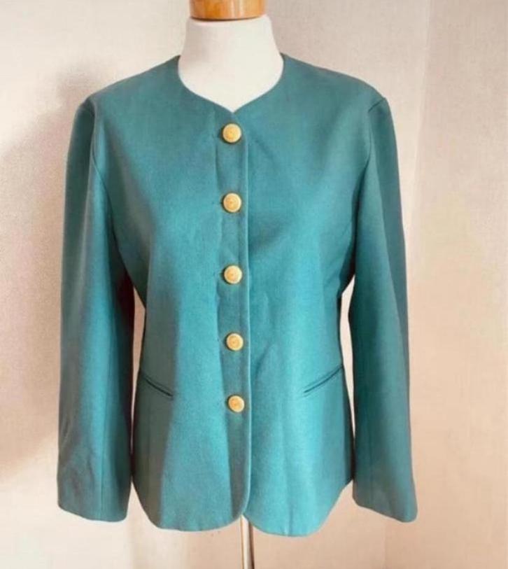Vintage Alain Manoukian jasje Maat 40, Kleding | Dames, Jasjes, Kostuums en Pakken, Gedragen, Jasje, Groen, Ophalen of Verzenden