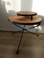 2 Stoere bijzettafel, Minder dan 55 cm, Rond, Zo goed als nieuw, Modern