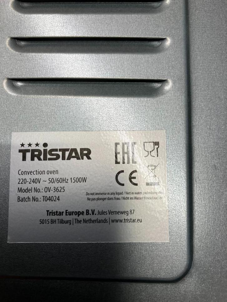 Vrijstaande Tristar OV-3625 Hetelucht Convectieoven, Witgoed en Apparatuur, Ovens, Zo goed als nieuw, Vrijstaand, Oven met grill