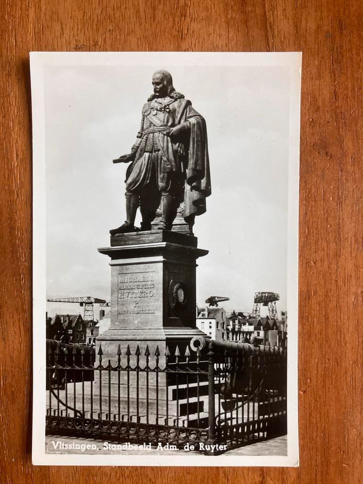 Standbeeld Admiraal de Ruyter, Vlissingen. 1956., Verzamelen, Ansichtkaarten | Nederland, Gelopen, Zeeland, 1940 tot 1960, Ophalen of Verzenden