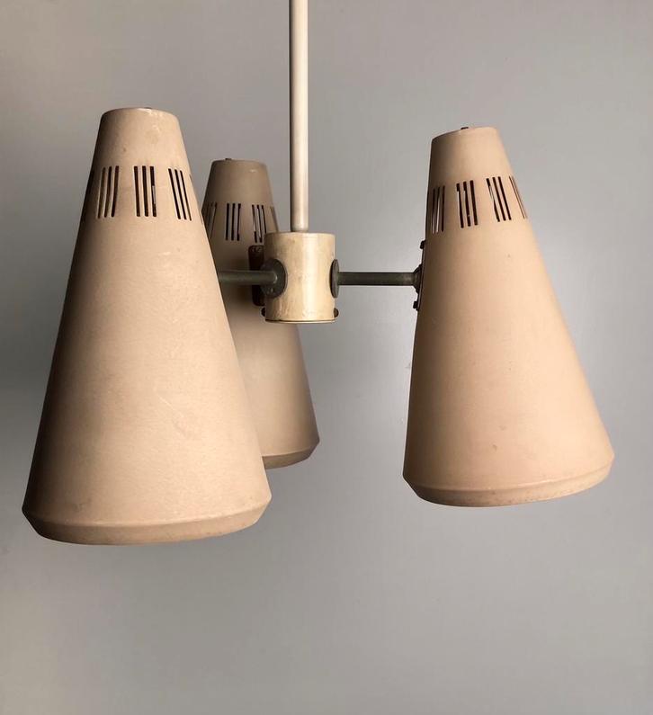 Philips / Louis Kalff vintage hanglamp jaren 50, Huis en Inrichting, Lampen | Hanglampen, Gebruikt, 50 tot 75 cm, Metaal, Overige materialen