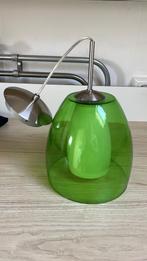 ‘Retro’ hanglamp groen glas met rvs, Zo goed als nieuw, Ophalen