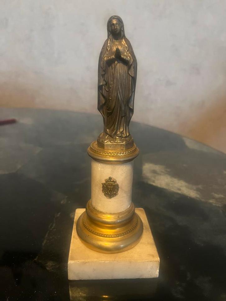 Antiek Mariabeeld Lourdes op Albast, Antiek en Kunst, Antiek | Religie, Ophalen of Verzenden