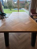 Handgemaakte eettafel visgraat 220x100, Ophalen, Eikenhout, 200 cm of meer, 50 tot 100 cm