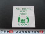 sticker N.O. Twente helpt Polen U ook ?, Ophalen, Zo goed als nieuw, Bedrijf of Vereniging