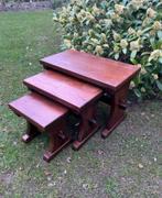 Vintage eiken mimiset bijzettafel plantentafel seventies, Ophalen of Verzenden, Gebruikt, Rechthoekig, Minder dan 55 cm