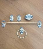 Retro brocante Badkamer set KERAMIEK handdoekenstang & haken, Ophalen of Verzenden