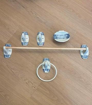 Retro brocante Badkamer set KERAMIEK handdoekenstang & haken beschikbaar voor biedingen