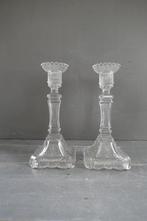 Art Deco persglas kandelaar 2x Vallerysthal Portieux, Verzenden, Glas
