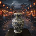 Antieke Chinese Porseleinen vaas met blauw-wit bloemmotief, Antiek en Kunst, Antiek | Vazen, Ophalen of Verzenden